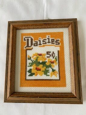 Daisies Needlepoint Artwork - Framed